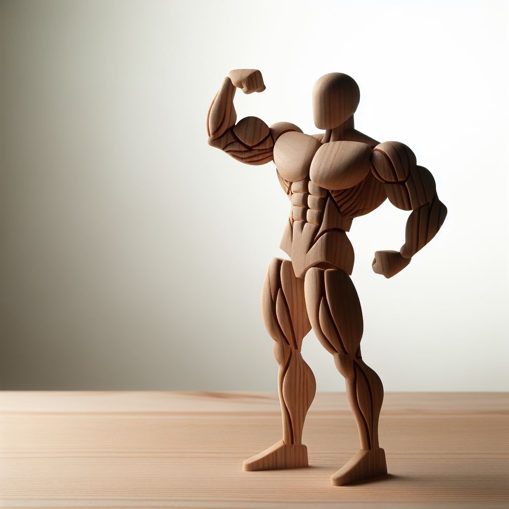 Wooden sculpture symbolizing strength and craftsmanship